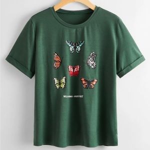 Romwe Butterfly Graphic Print T-Shirt